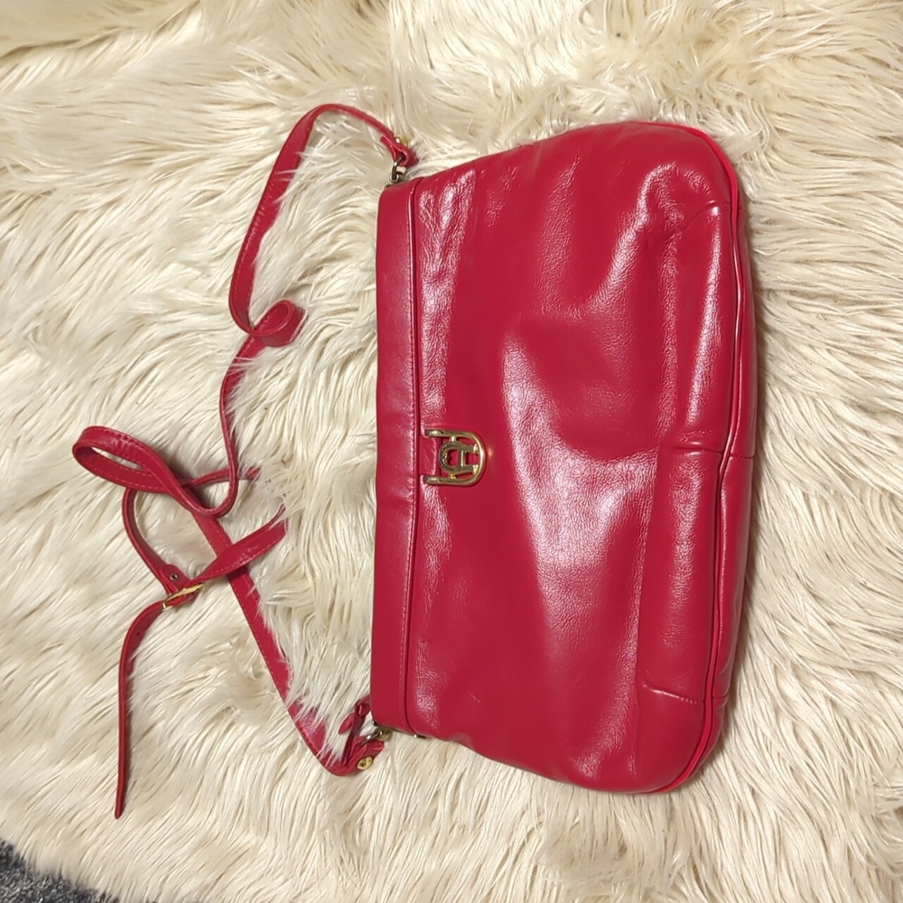 Vintage Red Aigner Shoulder Bag Purse - Picture 2 of 8